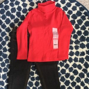 Carter's red turtleneck plus jeans!